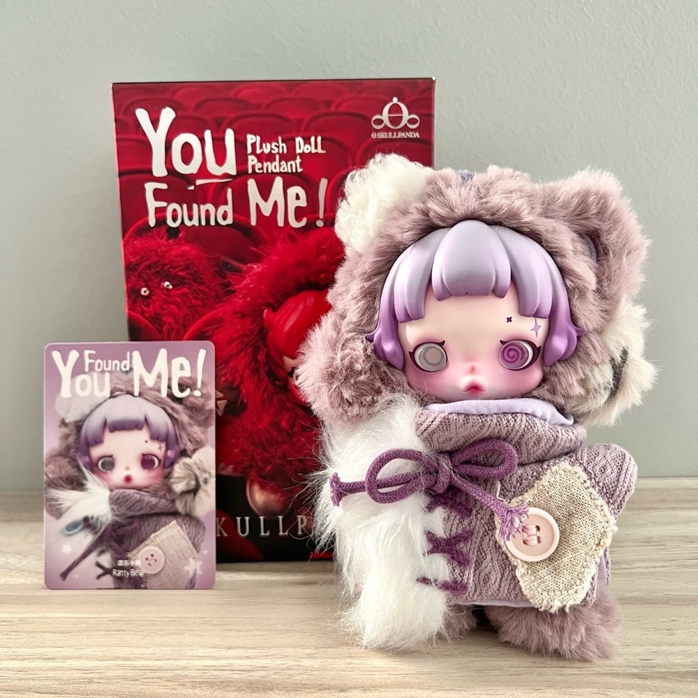 Pop Mart Skullpanda You Found Me! Plush Doll Pendant - Ratty Bear
